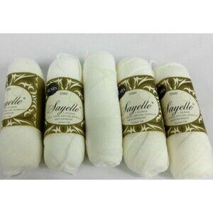 Vintage Sears Sayelle Acrylic Yarn 1 oz Lot of 5 Skeins #27 White Same Dyelot
